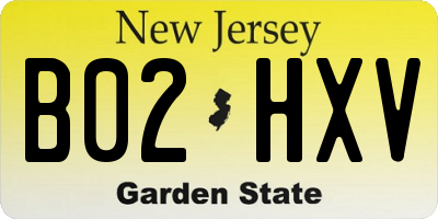 NJ license plate B02HXV