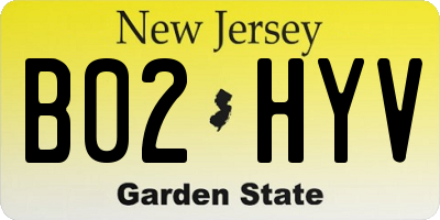 NJ license plate B02HYV