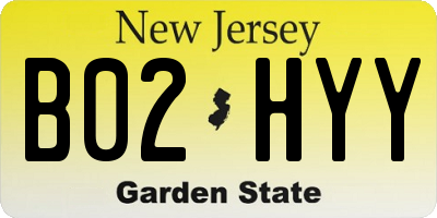 NJ license plate B02HYY