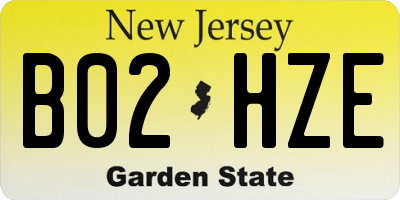 NJ license plate B02HZE