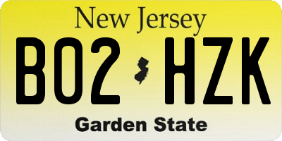 NJ license plate B02HZK