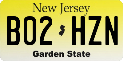 NJ license plate B02HZN