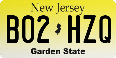 NJ license plate B02HZQ
