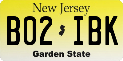 NJ license plate B02IBK