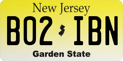 NJ license plate B02IBN
