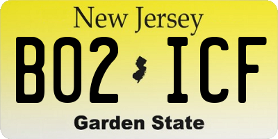 NJ license plate B02ICF