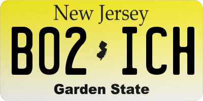 NJ license plate B02ICH