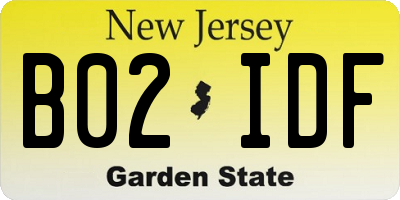 NJ license plate B02IDF