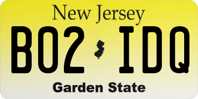 NJ license plate B02IDQ