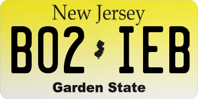 NJ license plate B02IEB