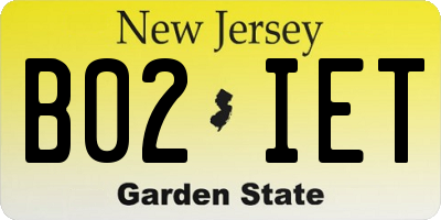 NJ license plate B02IET