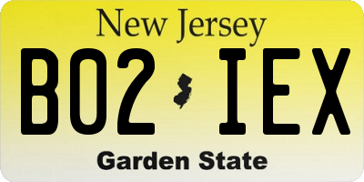 NJ license plate B02IEX