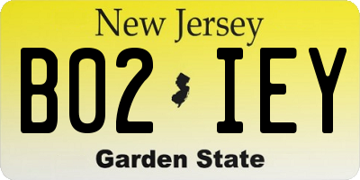 NJ license plate B02IEY