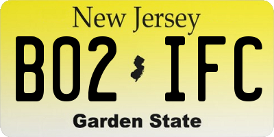 NJ license plate B02IFC