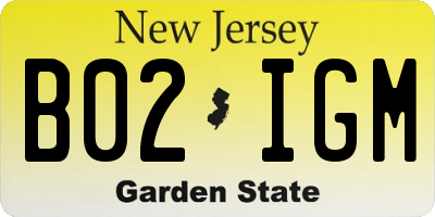 NJ license plate B02IGM
