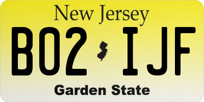 NJ license plate B02IJF