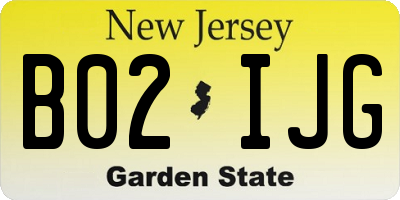 NJ license plate B02IJG