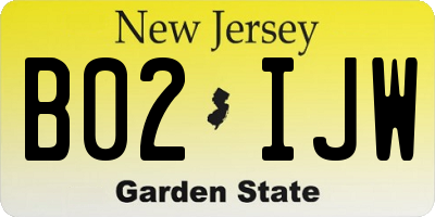 NJ license plate B02IJW