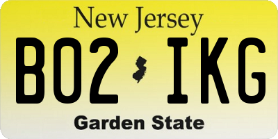 NJ license plate B02IKG