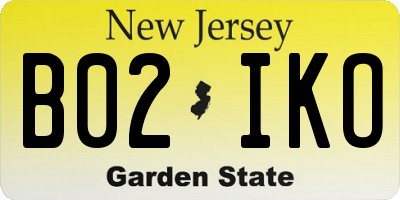 NJ license plate B02IKO