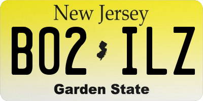NJ license plate B02ILZ