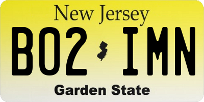NJ license plate B02IMN