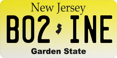 NJ license plate B02INE