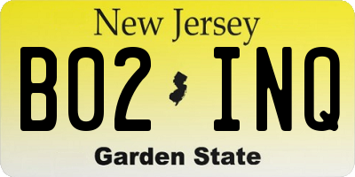 NJ license plate B02INQ