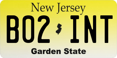 NJ license plate B02INT