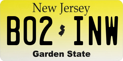NJ license plate B02INW