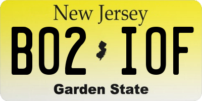 NJ license plate B02IOF