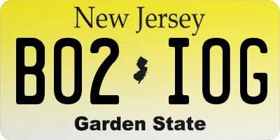 NJ license plate B02IOG