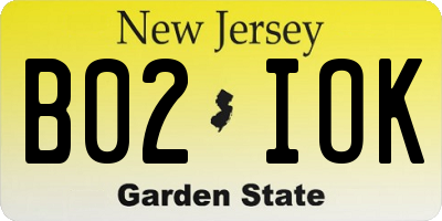 NJ license plate B02IOK