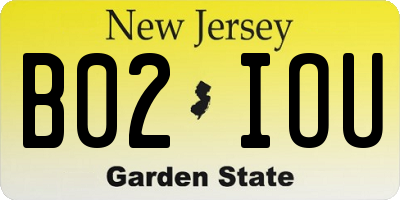 NJ license plate B02IOU
