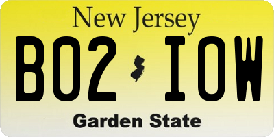 NJ license plate B02IOW