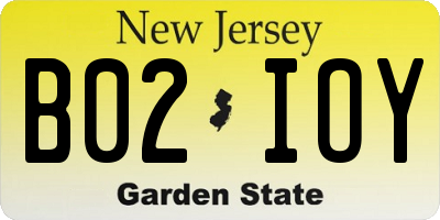 NJ license plate B02IOY