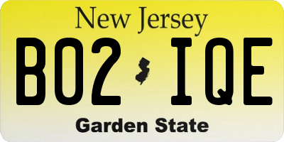 NJ license plate B02IQE