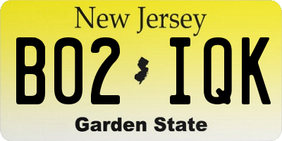 NJ license plate B02IQK