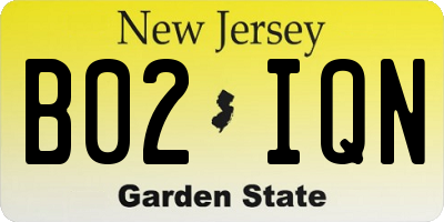 NJ license plate B02IQN