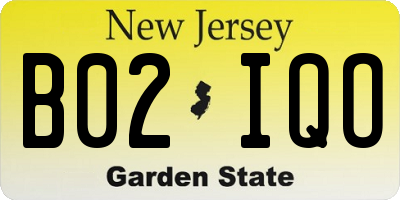 NJ license plate B02IQO