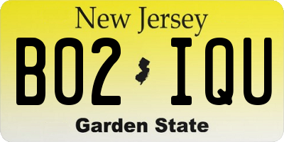 NJ license plate B02IQU
