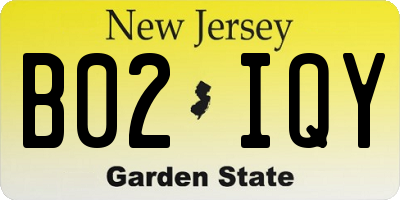 NJ license plate B02IQY