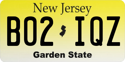 NJ license plate B02IQZ