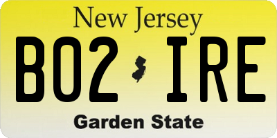 NJ license plate B02IRE