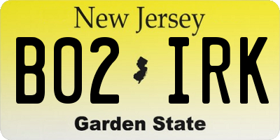 NJ license plate B02IRK