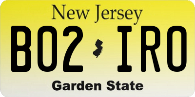 NJ license plate B02IRO