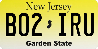 NJ license plate B02IRU