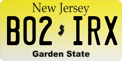 NJ license plate B02IRX