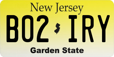 NJ license plate B02IRY