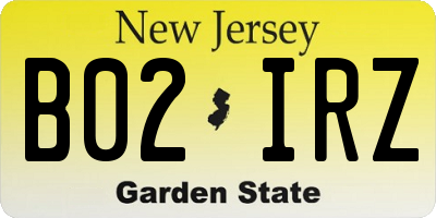 NJ license plate B02IRZ